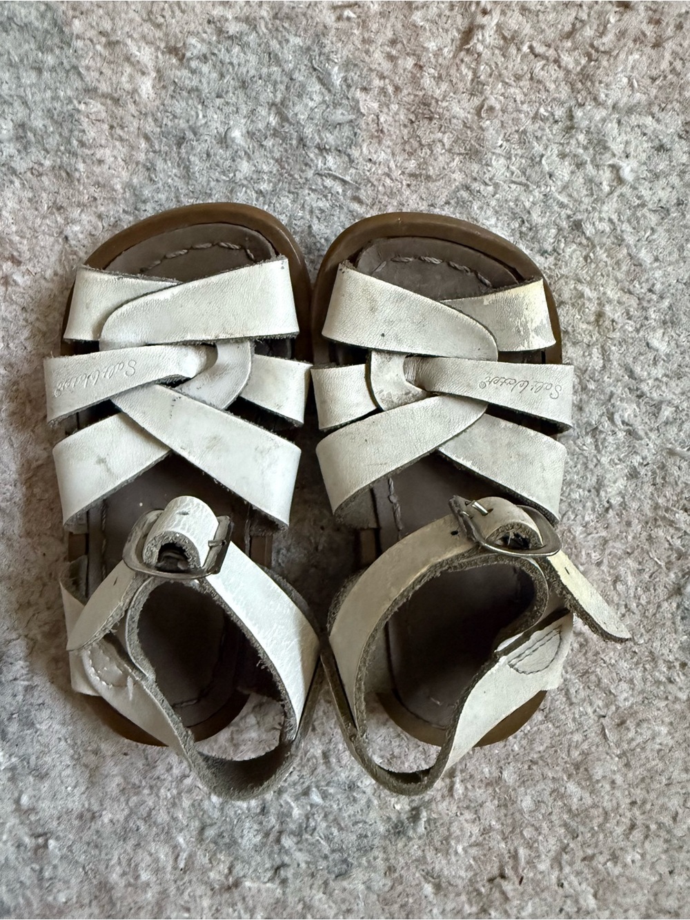 Salt Water Sandals by Hoy Kids White Leather Crisscross Sandals